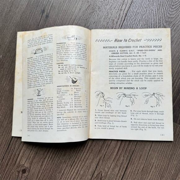 Vintage 60s Learn How Coats & Clarks Book Crochet Knitting Embroidery Guide - Picture 3 of 12